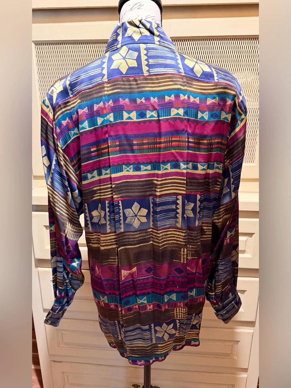 VTG Escada by Margaretha Ley 100% Silk Geometric Blouse